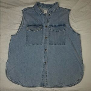 NWOT - H&M Denim Oversized Vest Button Up | Jean Vest | Sleeveless | Size XXL